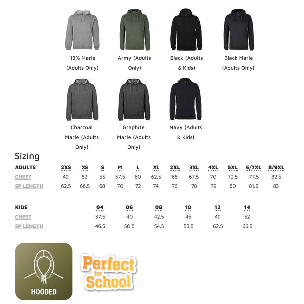 JB's Kids & Adults P/C Pop Over Hoodie - Urban Fit, Durable Fleece, Interchangeable Drawcords 3POH - Brand Workwear