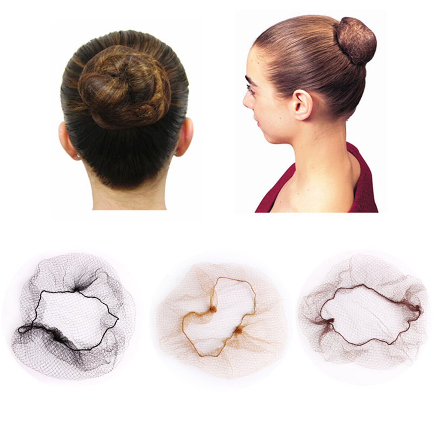 Premium Hairnets 100 Pcs Ballet Bun Net Invisible Dance Hair Net Elastic Edge Mesh Net