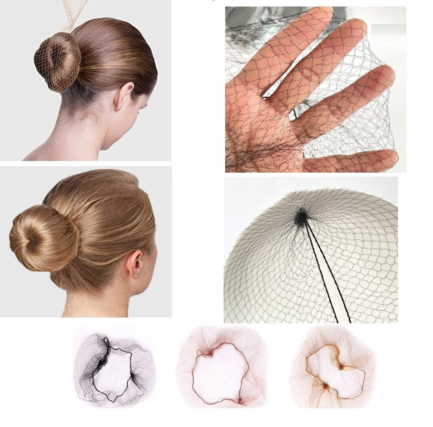 Premium Hairnets 100 Pcs Ballet Bun Net Invisible Dance Hair Net Elastic Edge Mesh Net